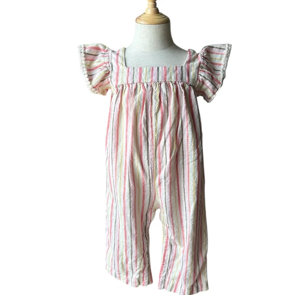 Old Navy Pink and White Striped Jumpsuit size 2T - Picture 1 of 12